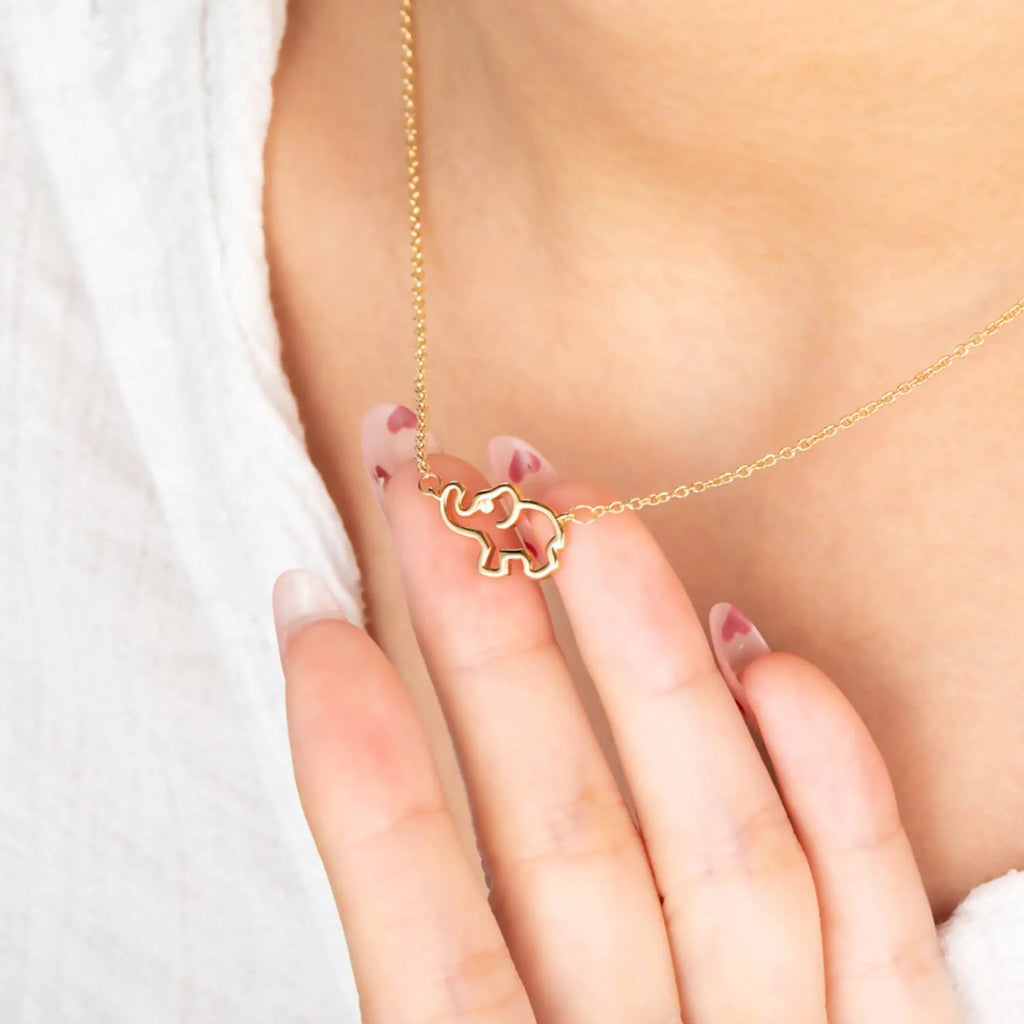 18K Gold Plated Elephant Mother Daughter Necklace Matching Jewelry Set for Women Mom Mommy Grandma Granddaughter Pendant Chain Accessories Stuff Age Birthday Mother'S Day Jewelry Gifts